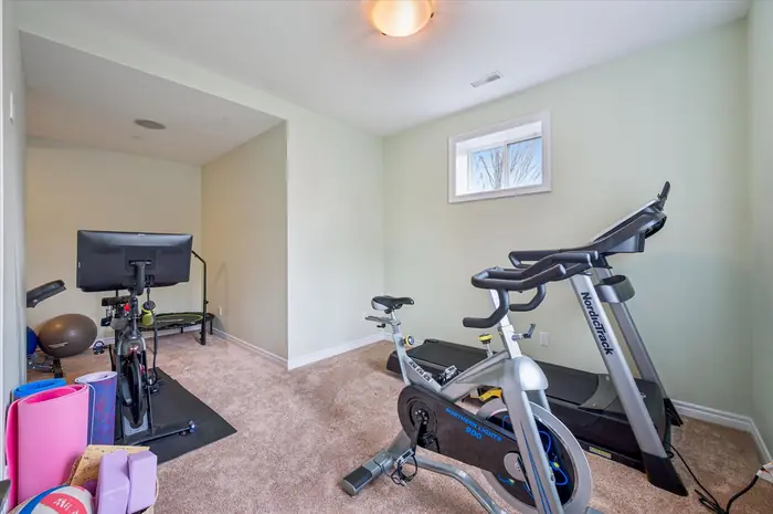 Dedicated home gym on the walkout level